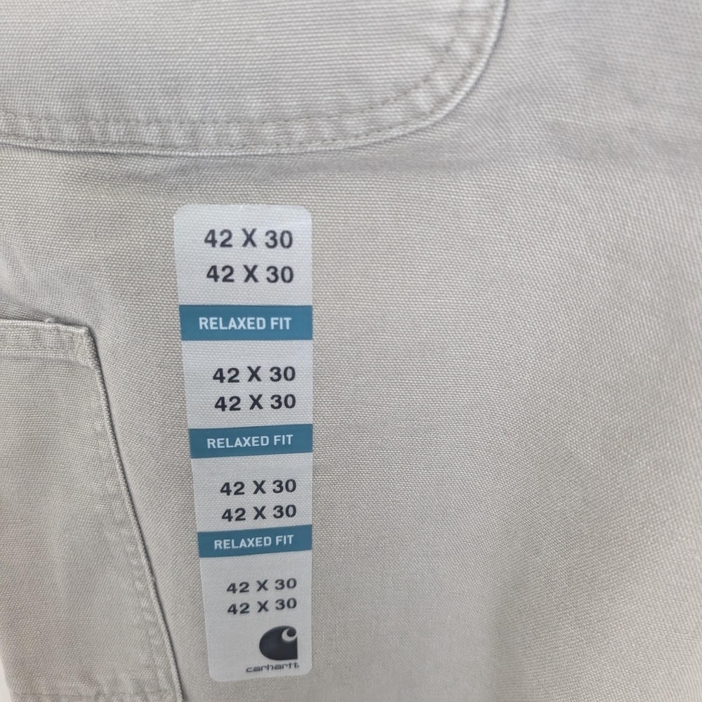 Carhartt Pants Mens Size 42”x30” Gray/Tan Relaxed Fit Washed Duck Work Dungaree - Picture 5 of 7